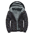 Little Ninja Pattern Print Sherpa Lined Zip Up Hoodie