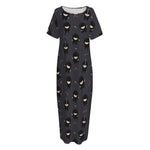 Little Ninja Pattern Print Short Sleeve Long Nightdress