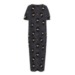 Little Ninja Pattern Print Short Sleeve Long Nightdress