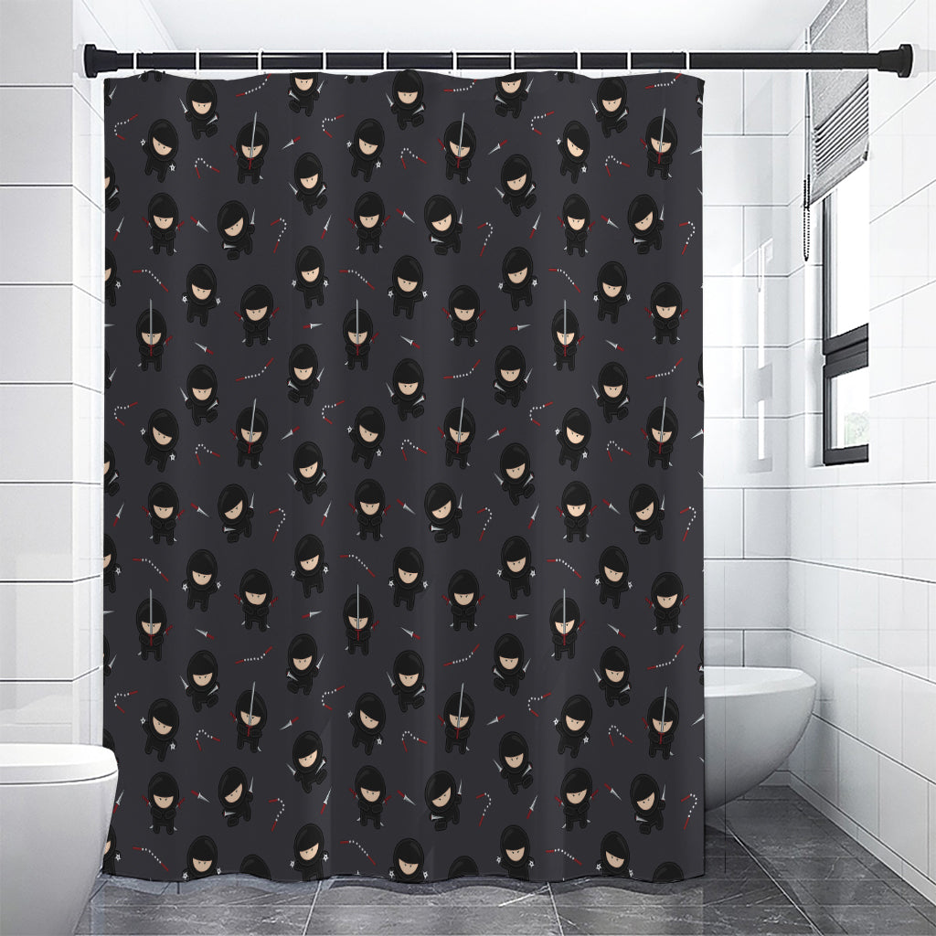 Little Ninja Pattern Print Shower Curtain