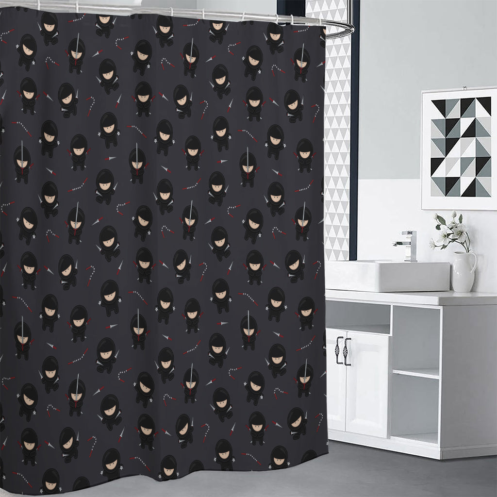 Little Ninja Pattern Print Shower Curtain