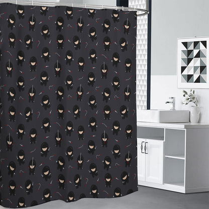 Little Ninja Pattern Print Shower Curtain