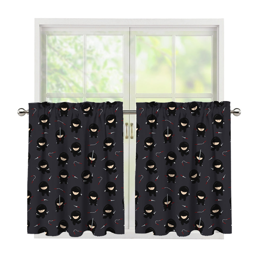 Little Ninja Pattern Print Tier Curtains