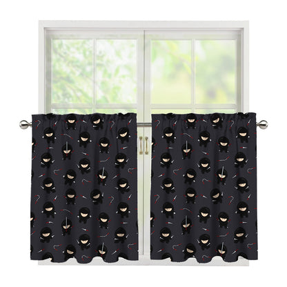 Little Ninja Pattern Print Tier Curtains