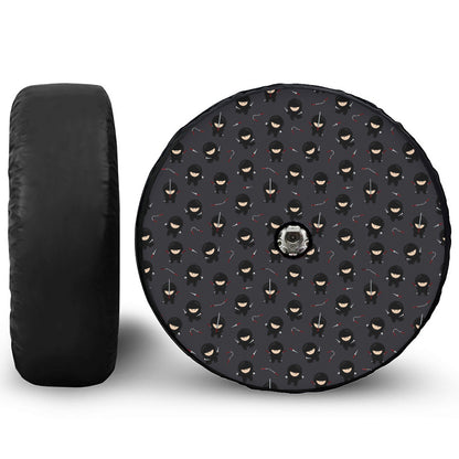Little Ninja Pattern Print Tire Cover With Camera Hole