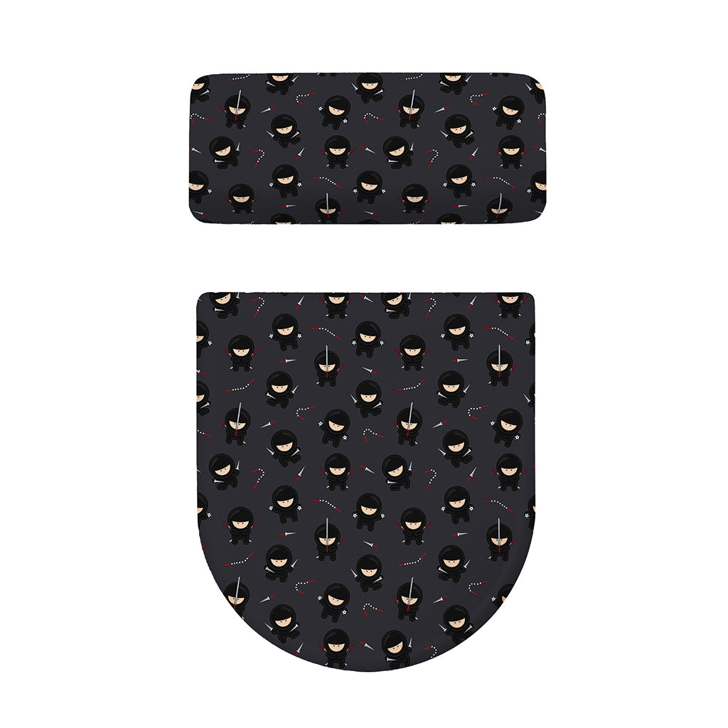 Little Ninja Pattern Print Toilet Lid And Tank Cover Set