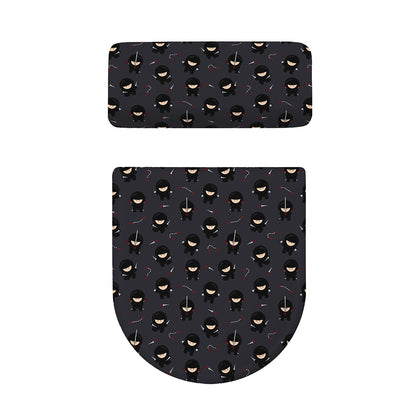 Little Ninja Pattern Print Toilet Lid And Tank Cover Set