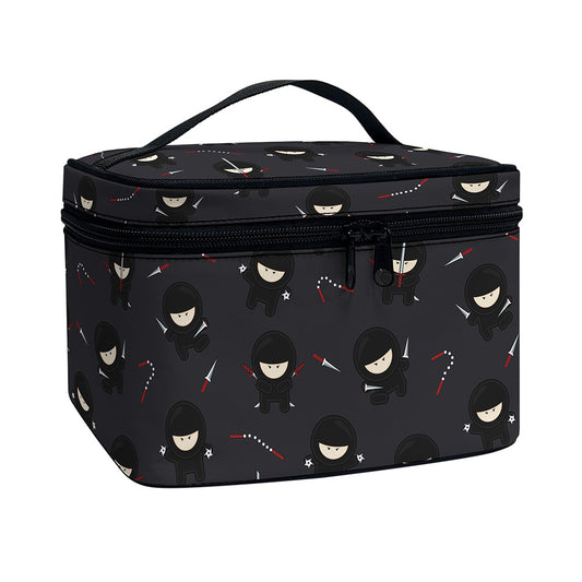 Little Ninja Pattern Print Travel Makeup Bag