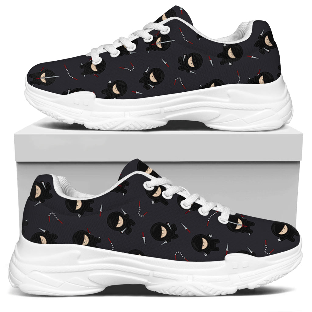 Little Ninja Pattern Print White Chunky Shoes