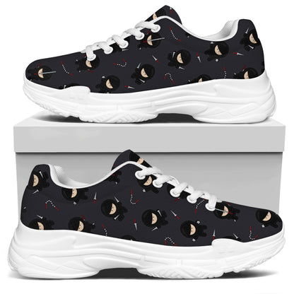 Little Ninja Pattern Print White Chunky Shoes