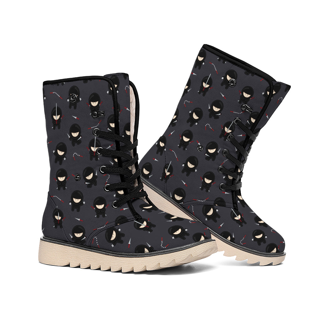Little Ninja Pattern Print Winter Boots