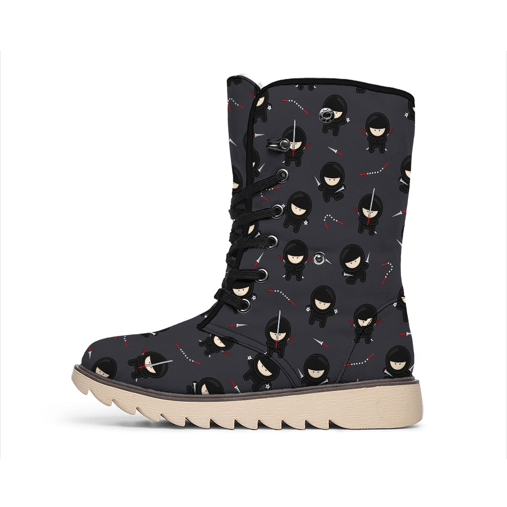 Little Ninja Pattern Print Winter Boots