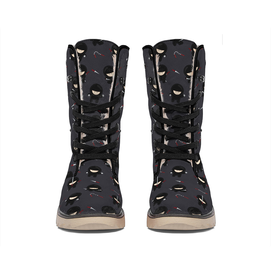 Little Ninja Pattern Print Winter Boots