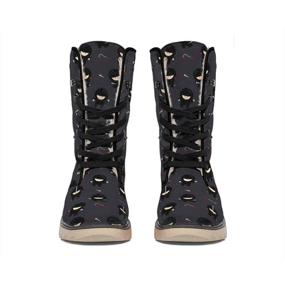 Little Ninja Pattern Print Winter Boots