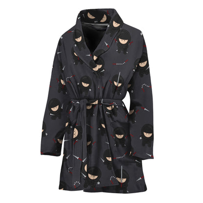 Little Ninja Pattern Print Women's Bathrobe