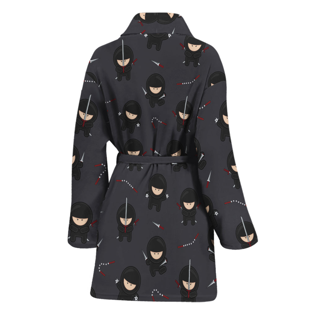Little Ninja Pattern Print Women's Bathrobe
