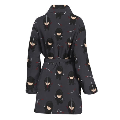 Little Ninja Pattern Print Women's Bathrobe
