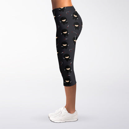 Little Ninja Pattern Print Women's Capri Leggings