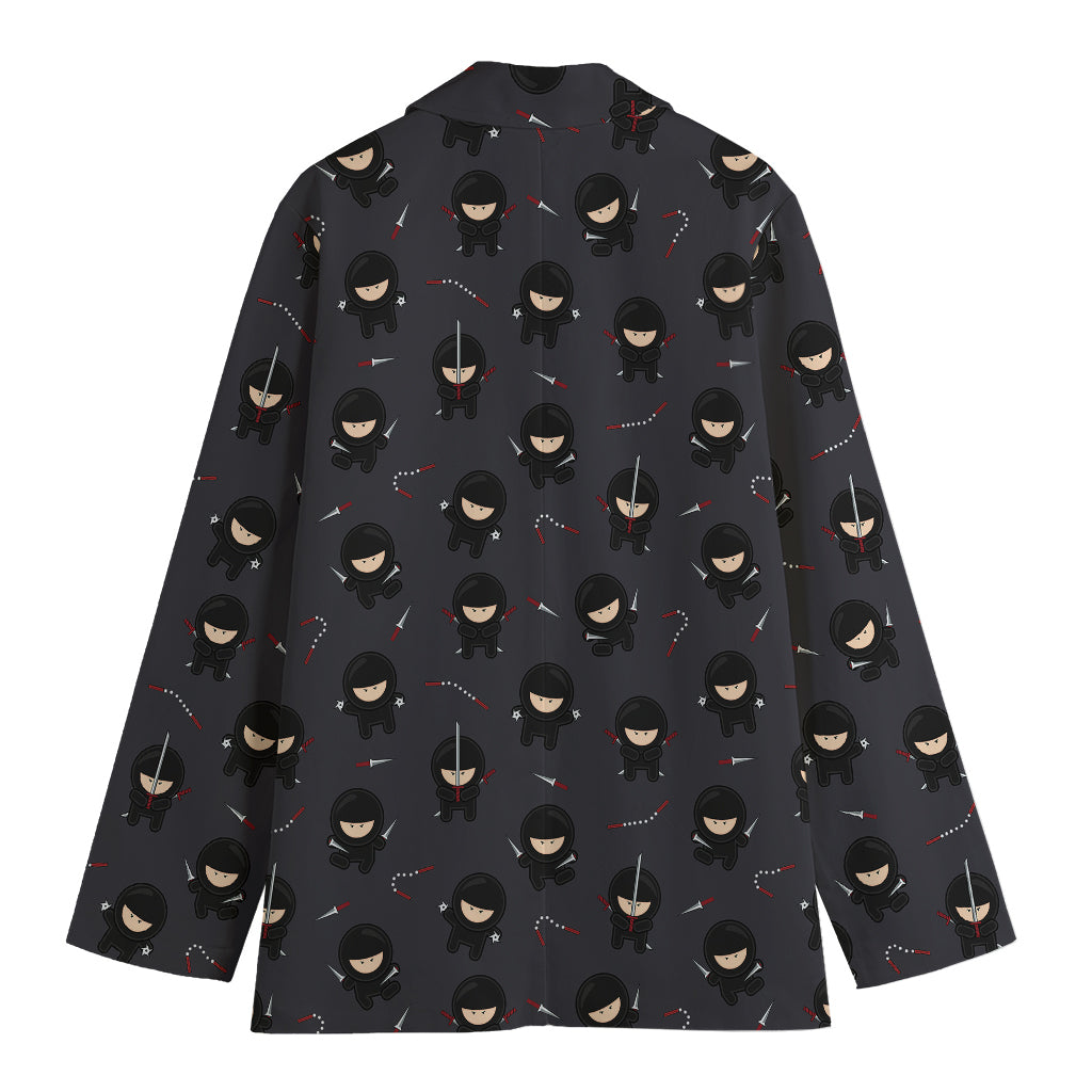 Little Ninja Pattern Print Women's Cotton Blazer