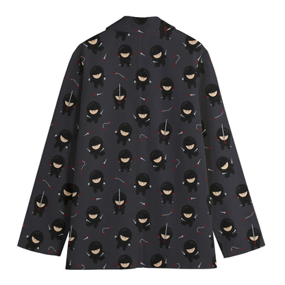 Little Ninja Pattern Print Women's Cotton Blazer