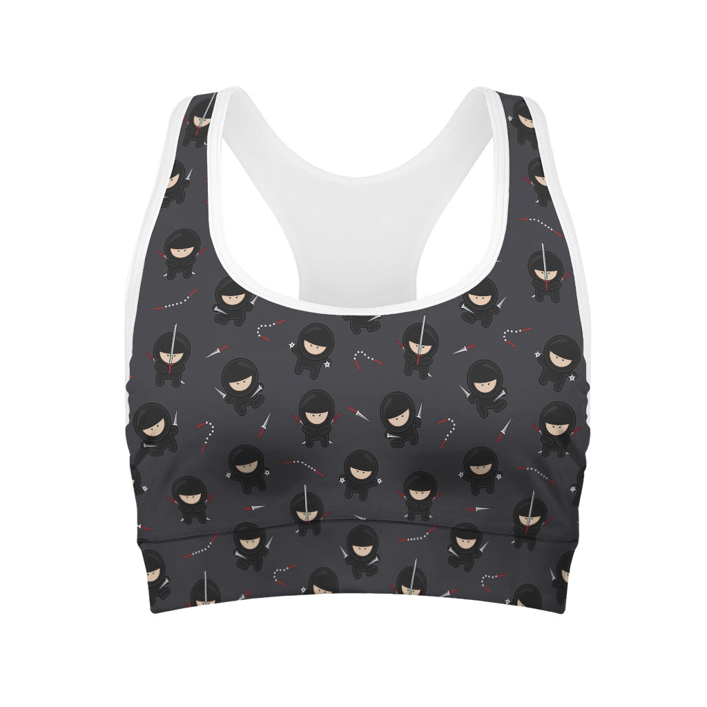 Little Ninja Pattern Print Women's Sports Bra