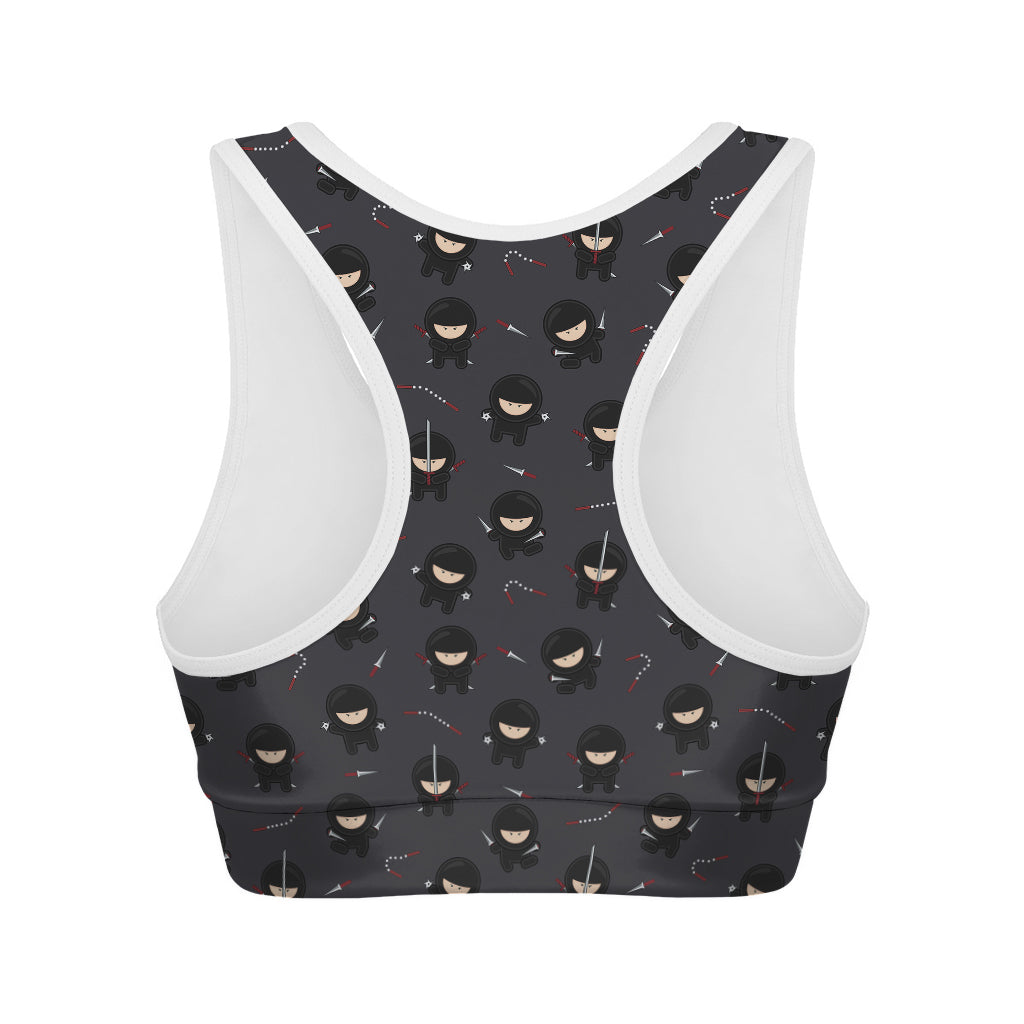 Little Ninja Pattern Print Women's Sports Bra
