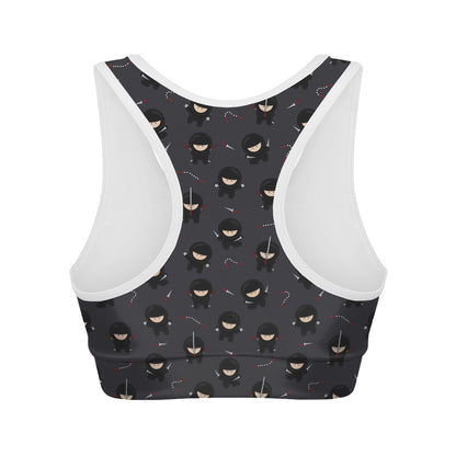Little Ninja Pattern Print Women's Sports Bra