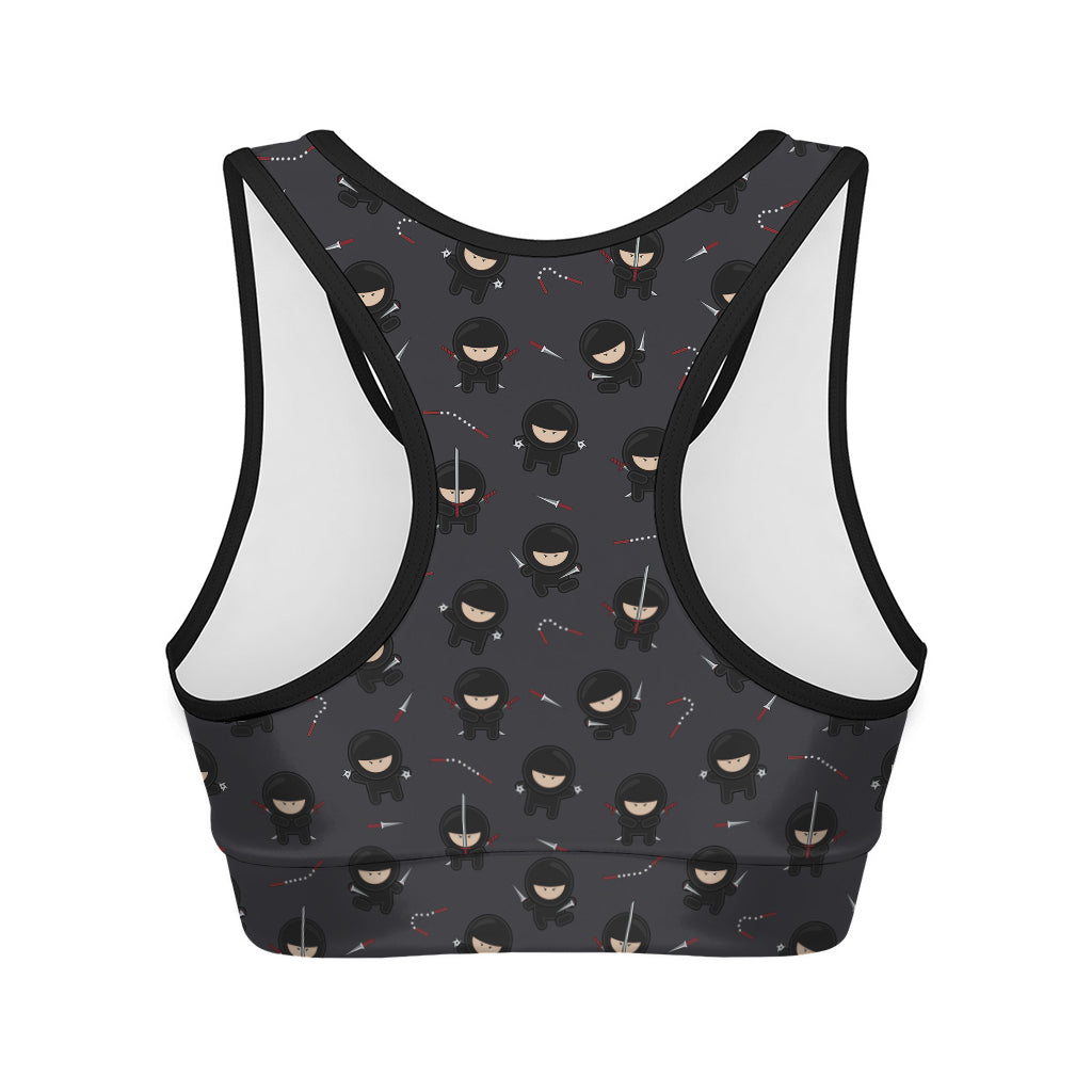 Little Ninja Pattern Print Women's Sports Bra