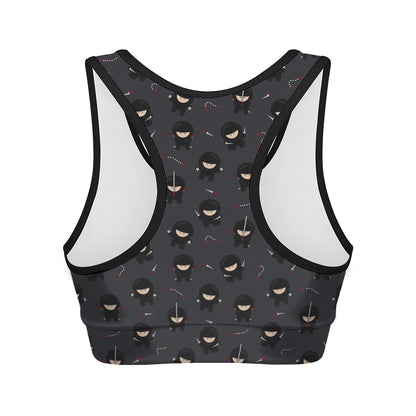 Little Ninja Pattern Print Women's Sports Bra