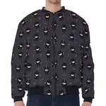 Little Ninja Pattern Print Zip Sleeve Bomber Jacket