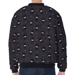 Little Ninja Pattern Print Zip Sleeve Bomber Jacket