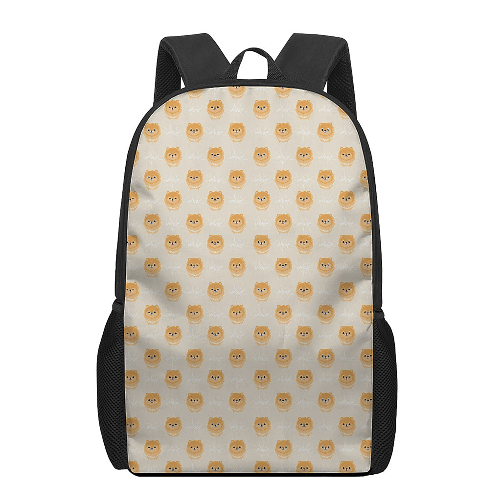 Little Pomeranian Pattern Print 17 Inch Backpack