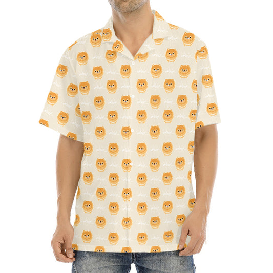 Little Pomeranian Pattern Print Aloha Shirt