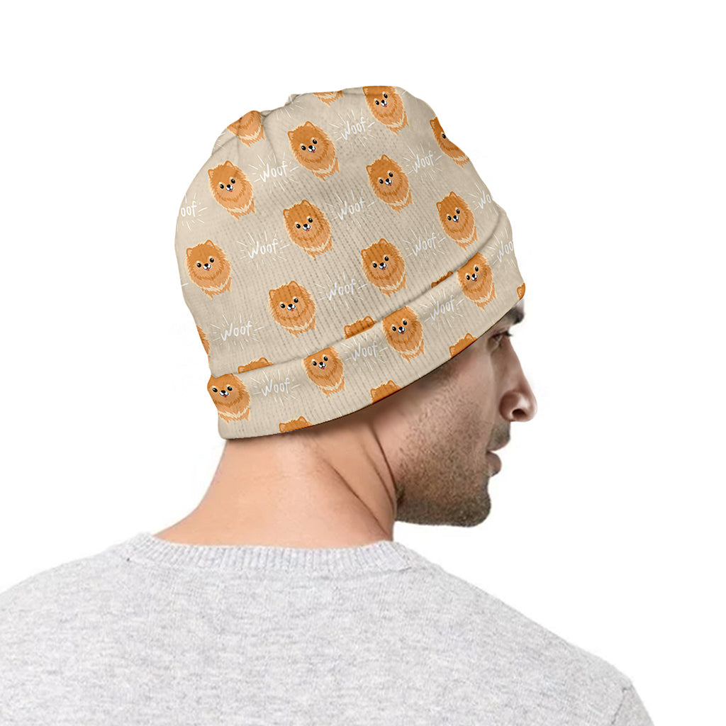 Little Pomeranian Pattern Print Beanie