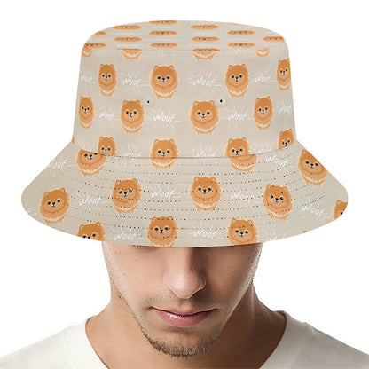 Little Pomeranian Pattern Print Bucket Hat