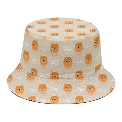 Little Pomeranian Pattern Print Bucket Hat