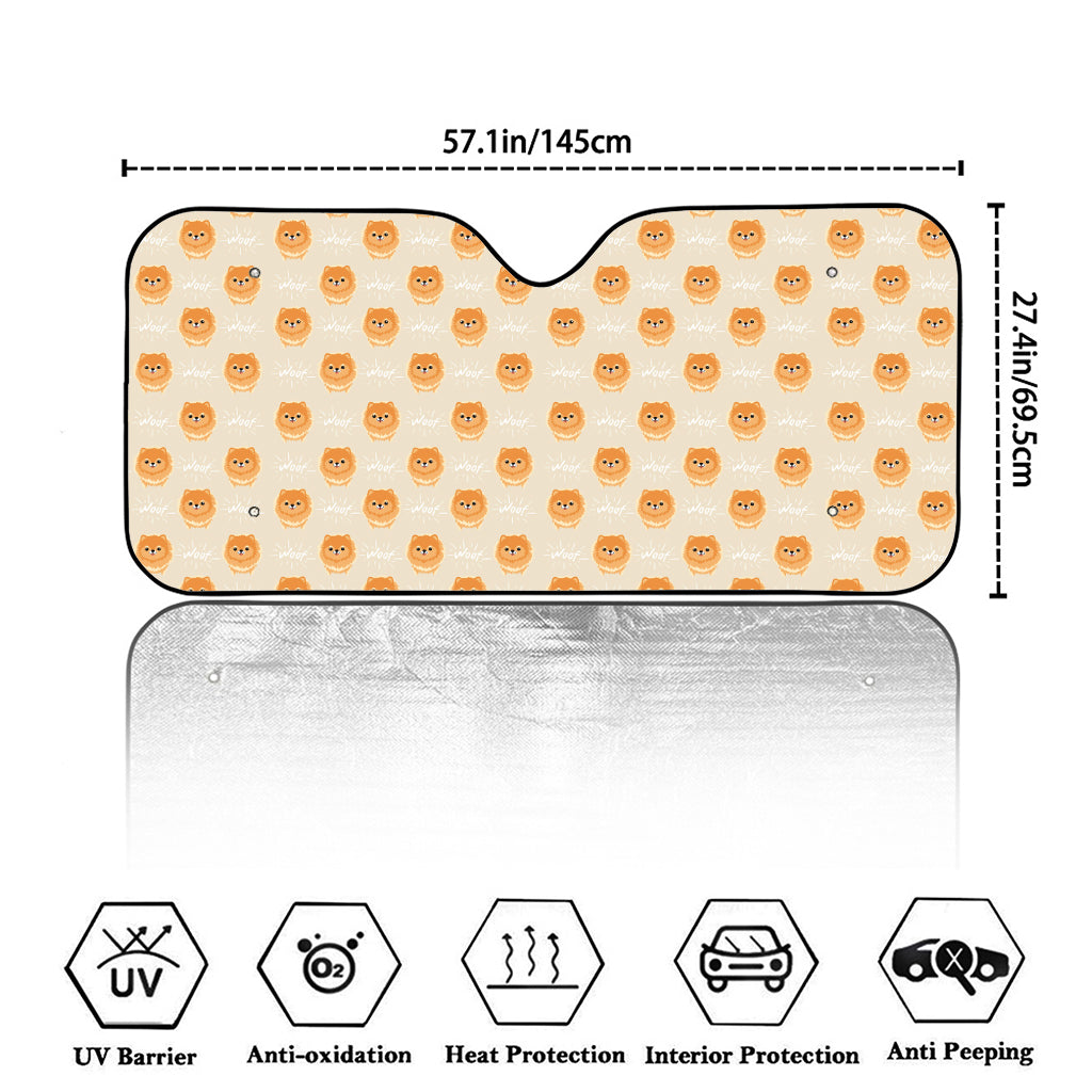 Little Pomeranian Pattern Print Car Windshield Sun Shade