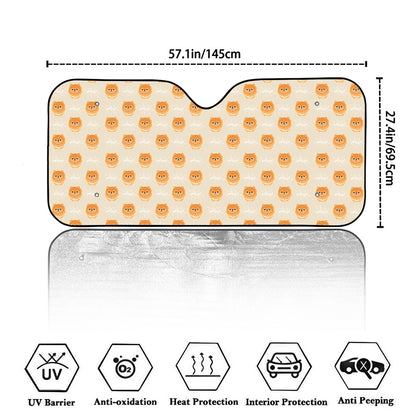 Little Pomeranian Pattern Print Car Windshield Sun Shade