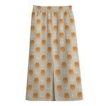Little Pomeranian Pattern Print Cotton Front Slit Maxi Skirt