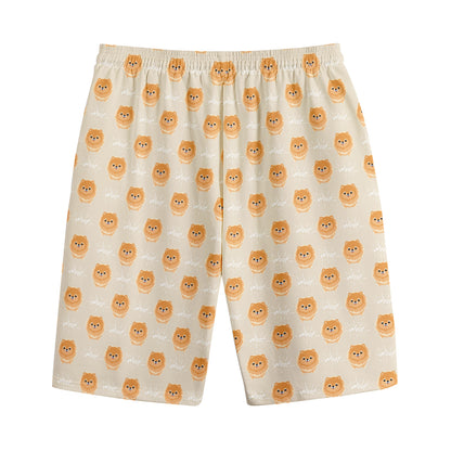 Little Pomeranian Pattern Print Cotton Shorts