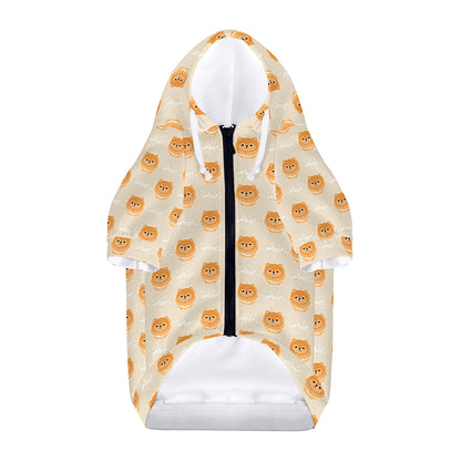 Little Pomeranian Pattern Print Dog Zip Up Hoodie