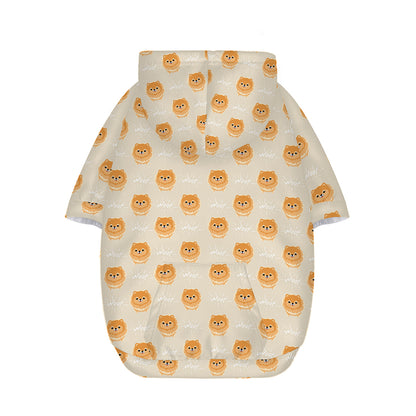 Little Pomeranian Pattern Print Dog Zip Up Hoodie