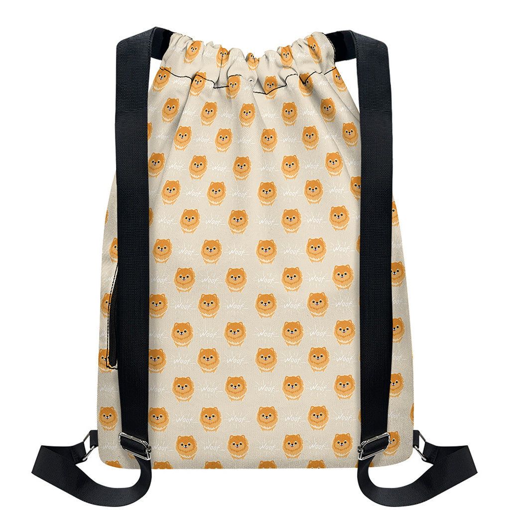 Little Pomeranian Pattern Print Drawstring Backpack