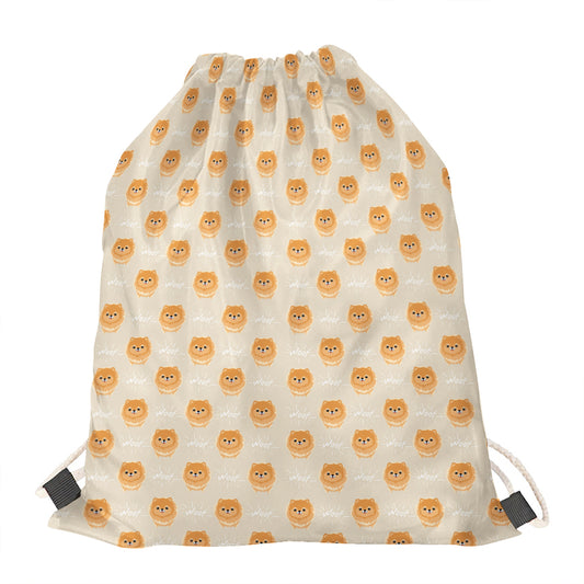 Little Pomeranian Pattern Print Drawstring Bag