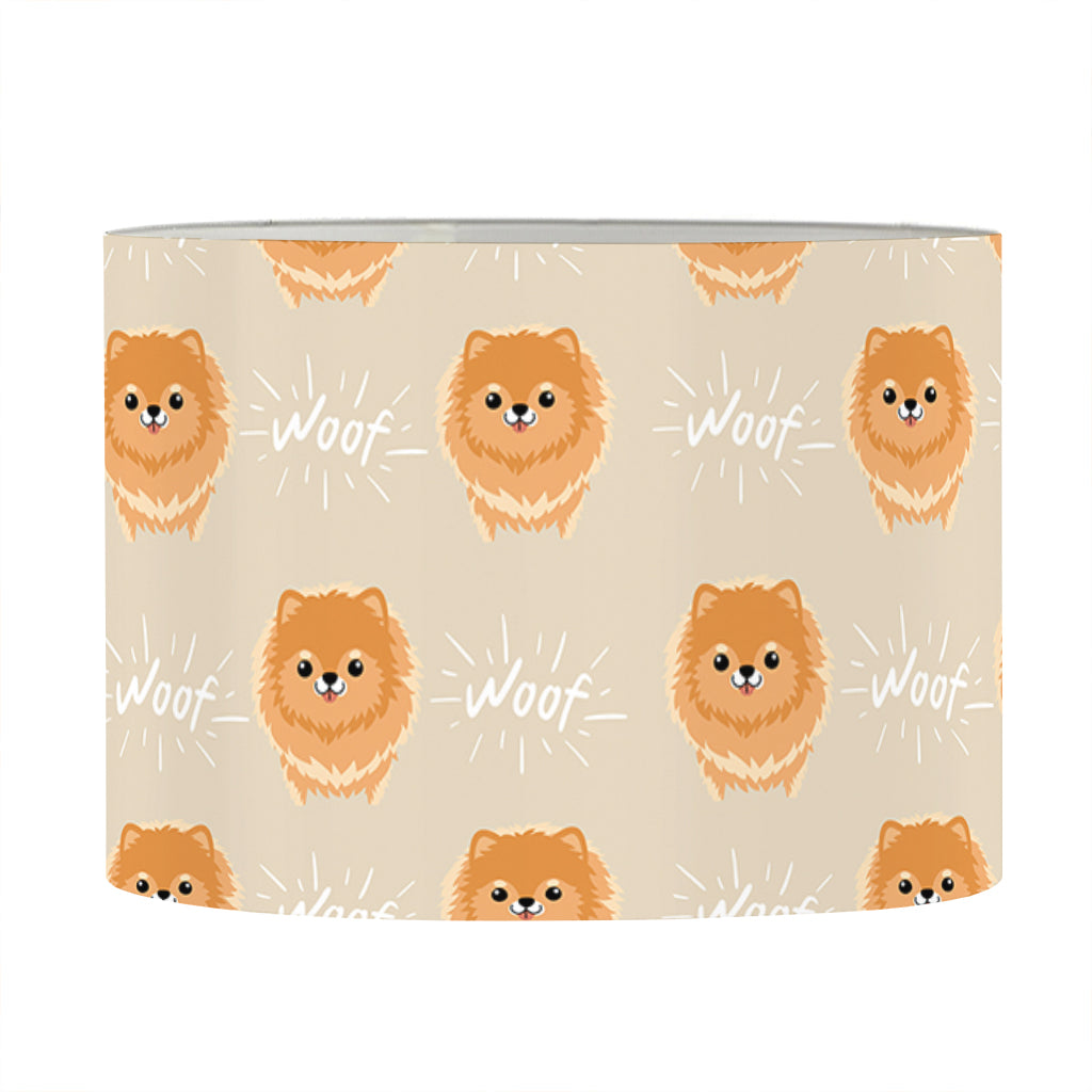 Little Pomeranian Pattern Print Drum Lamp Shade