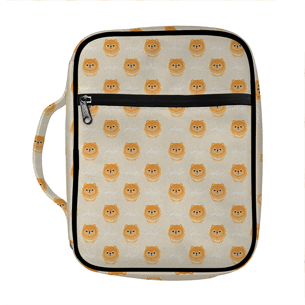 Little Pomeranian Pattern Print Front Pocket Bible Bag
