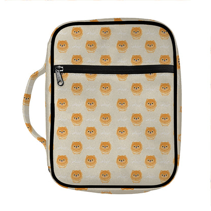 Little Pomeranian Pattern Print Front Pocket Bible Bag