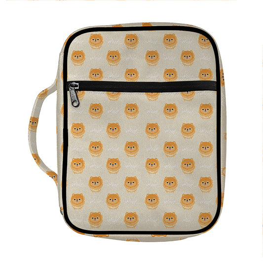 Little Pomeranian Pattern Print Front Pocket Bible Bag