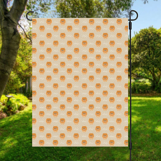 Little Pomeranian Pattern Print Garden Flag