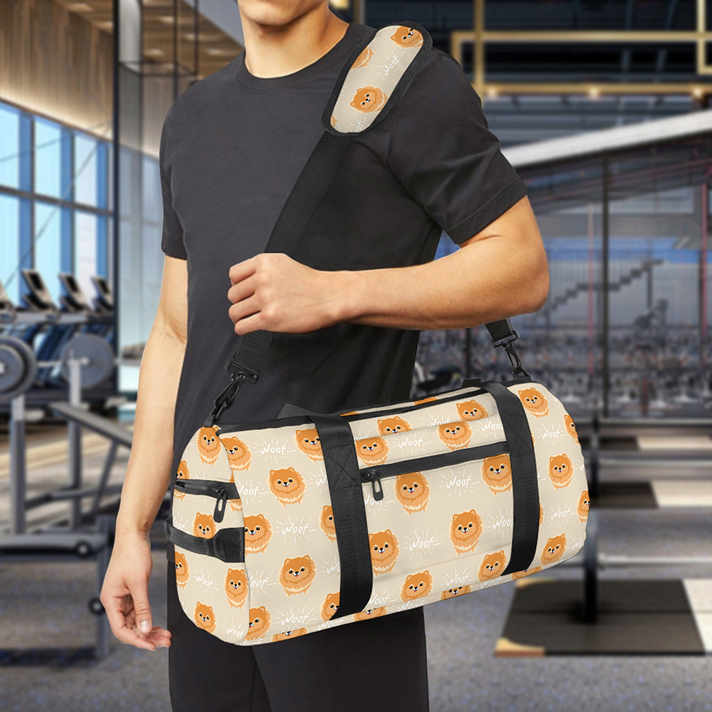 Little Pomeranian Pattern Print Gym Bag